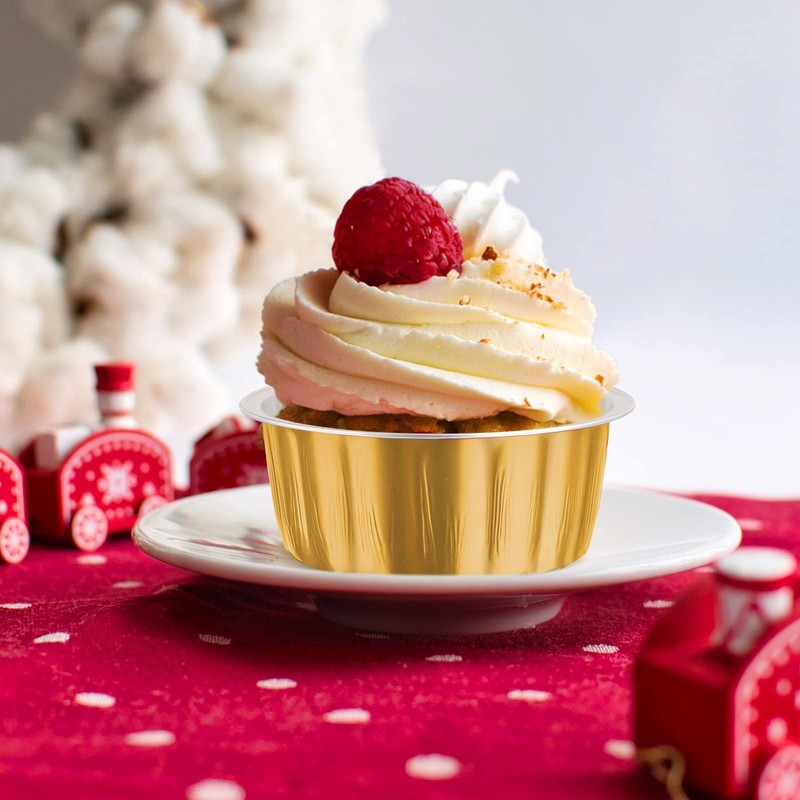 EUSOAR Aluminum Foil Cupcake Baking Cups, Gold 50 Pack 8oz Disposable Alumini... gallery
