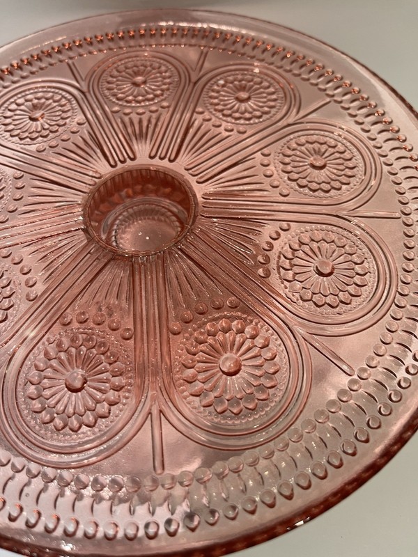 Amici Pink Footed Glass Cake Stand 7.5" x 2" – Dessert Display Pedestal gallery