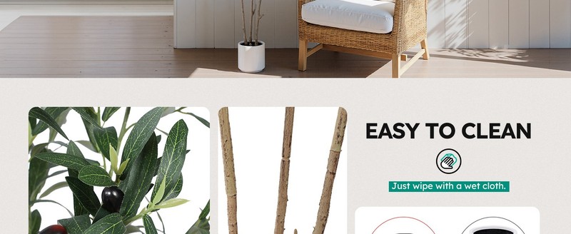 Olive Tree Artificial Indoor, 5ft Tall Silk Faux Olive Tree with White gallery