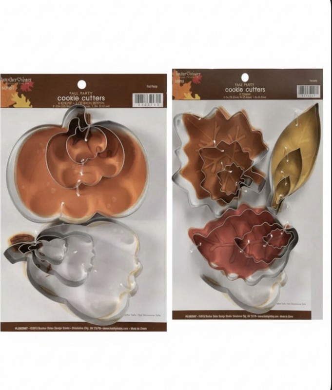 2 set LEAF + PUMPKIN cookie metal cutter set Fall Thanksgiving Halloween