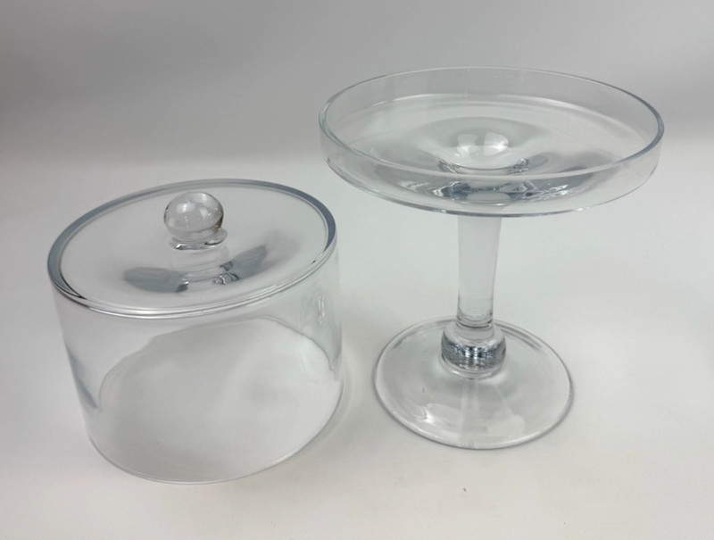 Clear Glass Round Pedestal Cake Pastry Stand with Dome Lid Dust Cover 11" Tall gallery