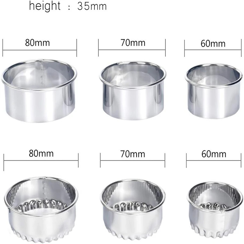 3/5Pcs round Stainless Steel Biscuit Mold Biscuit Cookie Cutters Set Dumpling Sk gallery