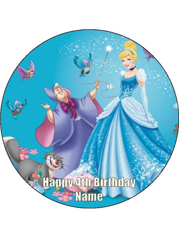 Cinderella Edible Cake Toppers Wafer Cake & Cupcake Decorations (2 Sizes)