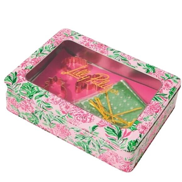 Lilly Pulitzer Cookie Cutters Set of 3 & Exchange Kit in Metal Tin Hostess Gift gallery