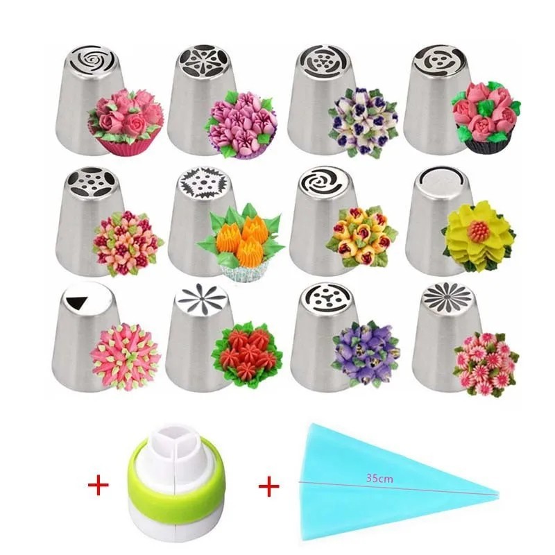 14PCS Russian Icing Flower Piping Tips Tulip Nozzles Cake Pastry Decorating gallery