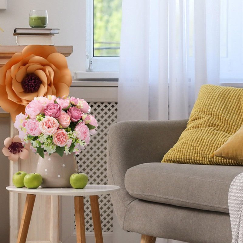 Geosar 8 Bundles Artificial Peonies Flowers Silk Peony Bouquet Faux Home Wedding gallery