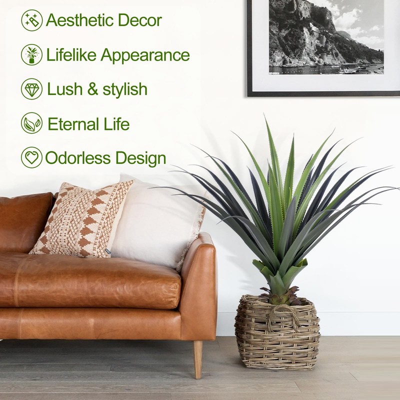 Keeplush 3Ft Artificial Spiked Agave Plant 36 Faux Agave Plants Indoor Small gallery