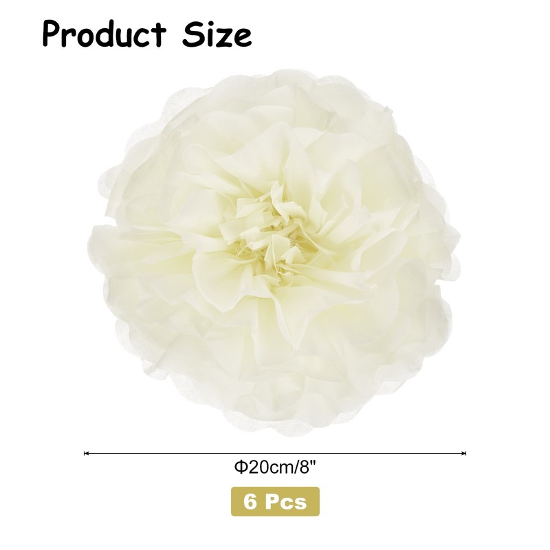 Crepe Paper Flowers, Beige Tissue Paper Flowers - 8 x 8 Inch / 6 Pcs gallery