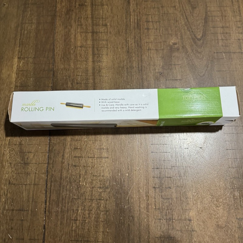 Fox Run 10-Inch Barrel Jade Green Polished Marble Rolling Pin Wood Cradle NIB! gallery