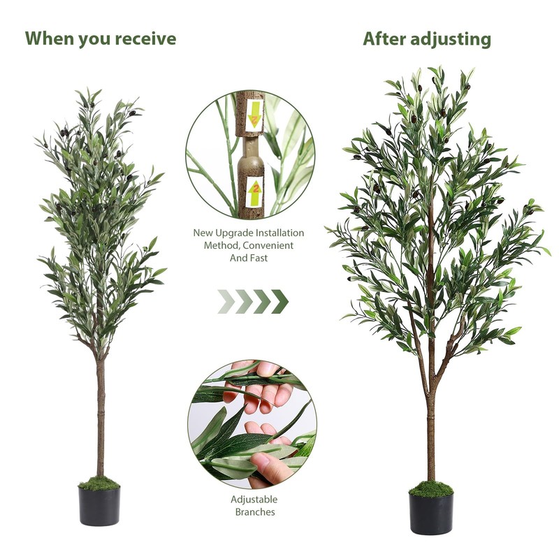 Alupssuc 5Ft Olive Tree Artificial Indoor Fake Tree Potted Faux Olive Trees gallery