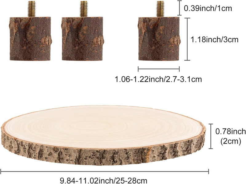 Wood Cake Stand, 10-11 Inch Wood Slice with Legs, Rustic Cake Stand, Wood Sli... gallery