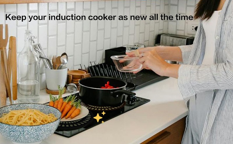 9.5 Inch Thermochromic Silicone Induction Cooktop Protect Mat,2Pcs Induction gallery