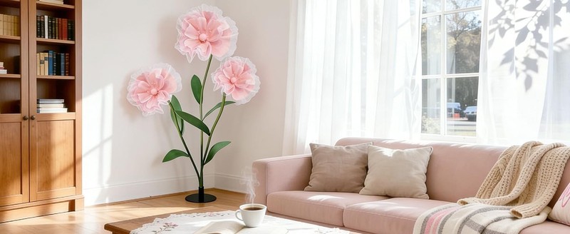 5.9 FT Giant Flowers Decorat with Stand, Lar Soft Pink Standing gallery
