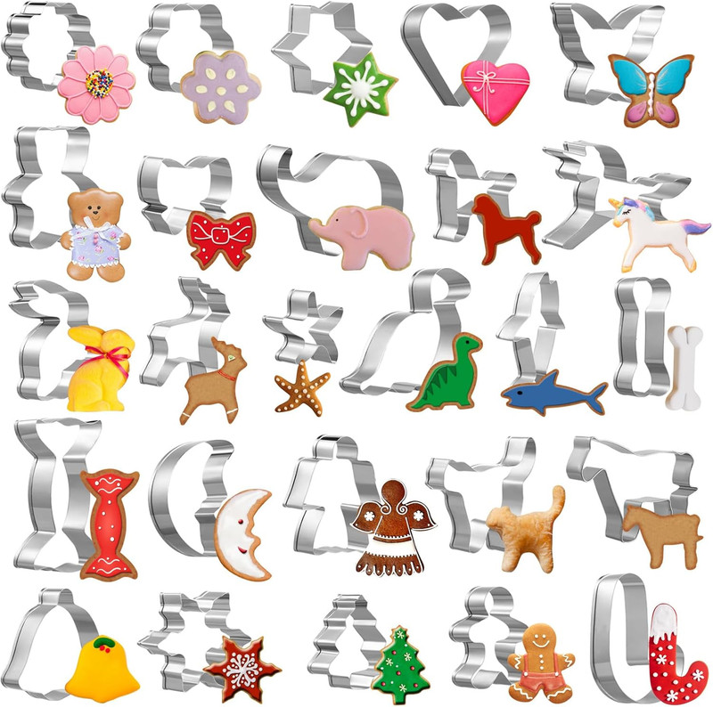 26 Pcs Cookie Cutter Set, Mini Animal Unicorn Classic Shape Cookie Cutters for K