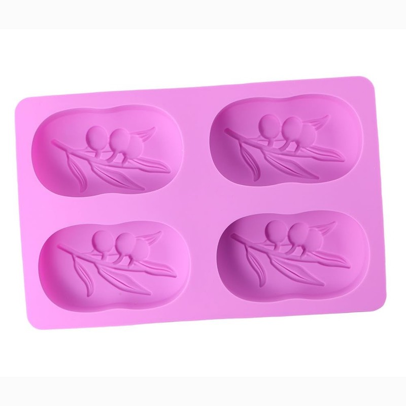 4 Cavities Oval Olive Tree Silicone Soap Mould,Baking Moulds Purple gallery