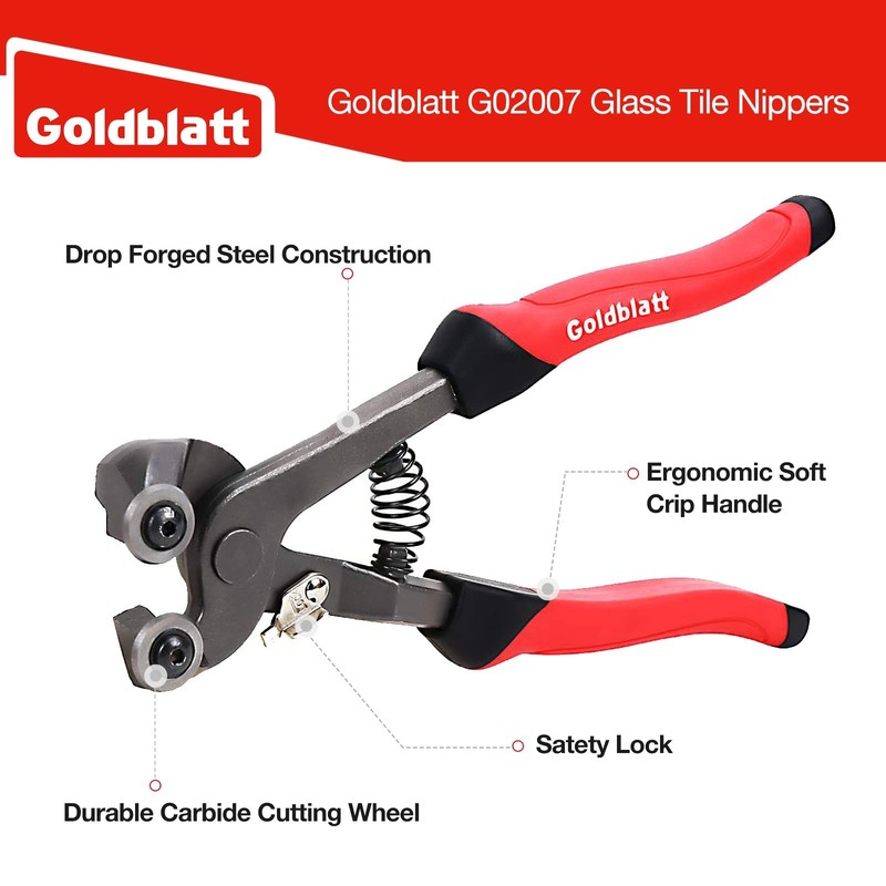 Goldblatt 2PC Glass Tile Nippers Set - Heavy Duty Wheeled Mosaic & Ceramic Cutte gallery
