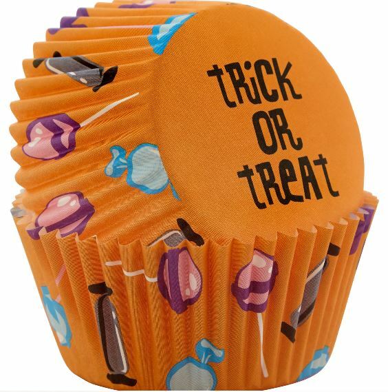 Wilton Halloween Orange Trick or Treat Baking Cups NEW SEALED 2 pks 50 each