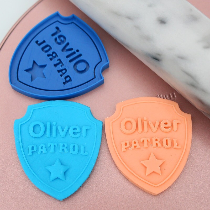 Your Personalised Paw Patrol Badge Embosser Fondant Cutter Birthday Decoration.