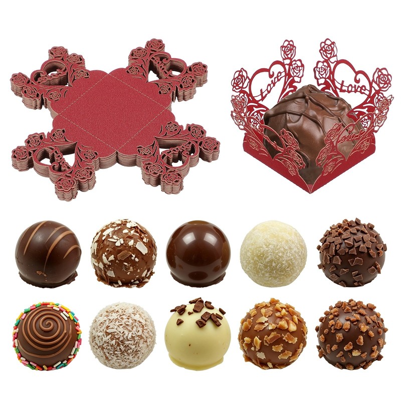 30Pcs for Love Rose Paper Chocolates Cupcake Molds Red Decoration