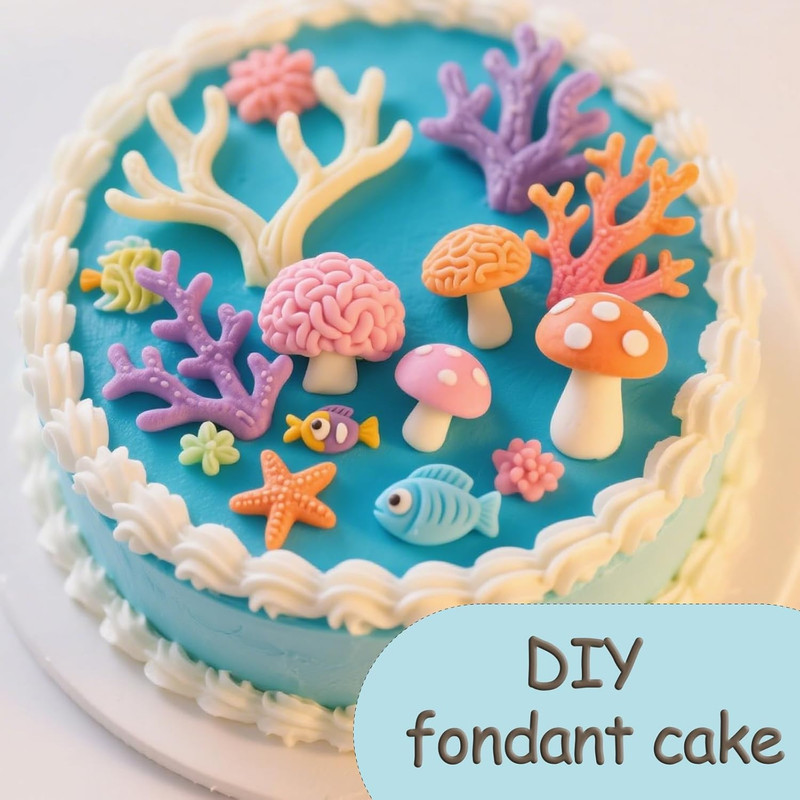 4 Pcs Seaweed Coral Cake Decoration Silicone Mold, Marine Plant Candy Fondant Mo gallery