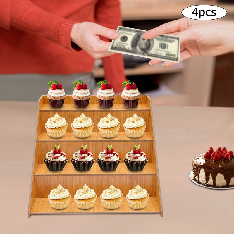4 Pcs 4 Tier Retail Display Rack Display Rack Tabletop Display Stand for Cakes