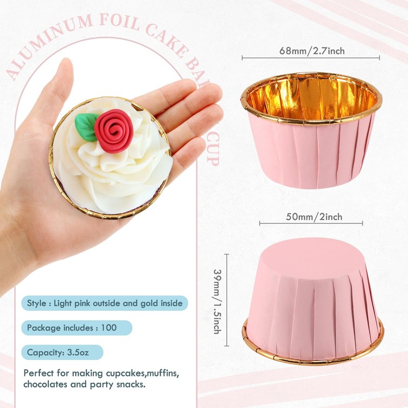 Green And Gold Foil Cupcake Liners100 Pcs Disposable Muffin Liners 3.5 Oz Wrappe gallery