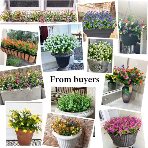 Artificial Flowers for Outdoors Fake Outdoor Flowers Fake 14 Bundles Green gallery
