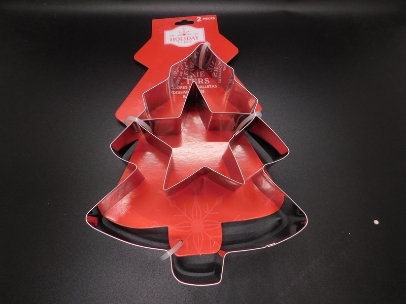 Holiday Time 2 pieces Christmas Tree and Star cookie cutters