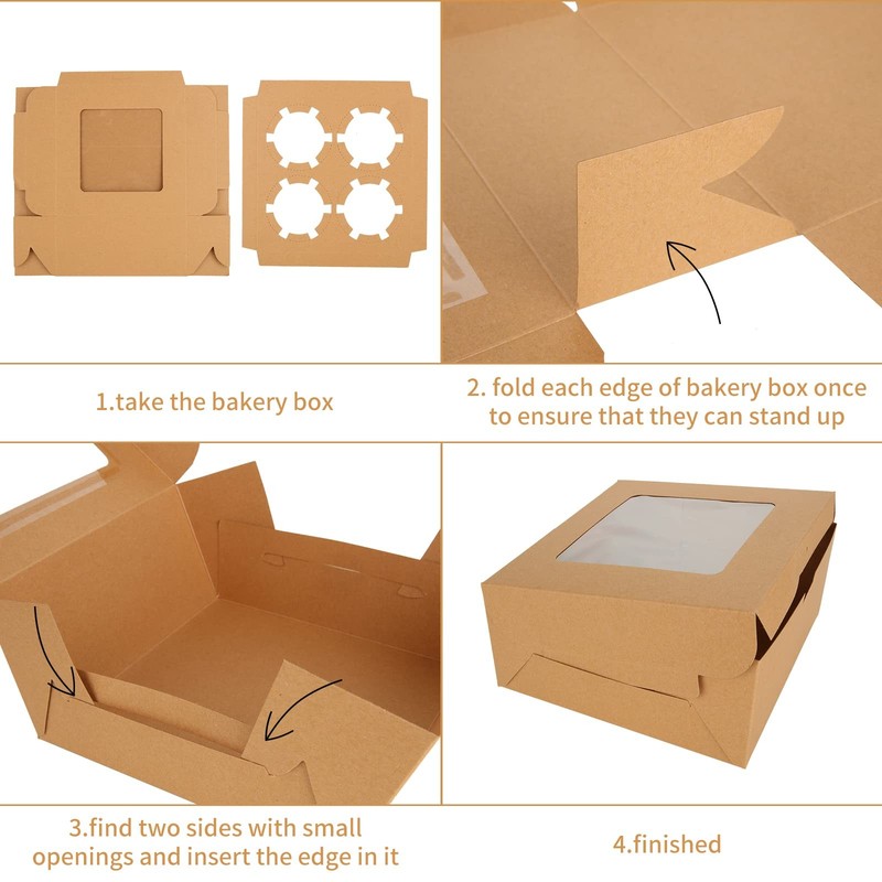 100Pcs Cupcake Boxes 4 Count Cupcake Containers 6x6x3 Inch Brown Cupcake Bulk... gallery