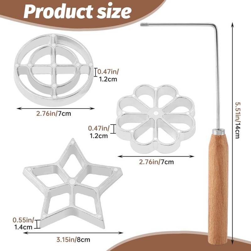 3Pcs Rosette Iron Set,Bunuelos Mold with Handle,Aluminum Alloy Bunuelos Cooki... gallery