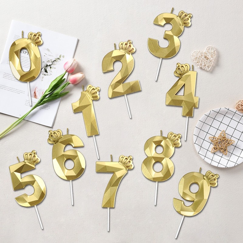 10 pieces of golden crown-style digital birthday candles, cake digital candles gallery