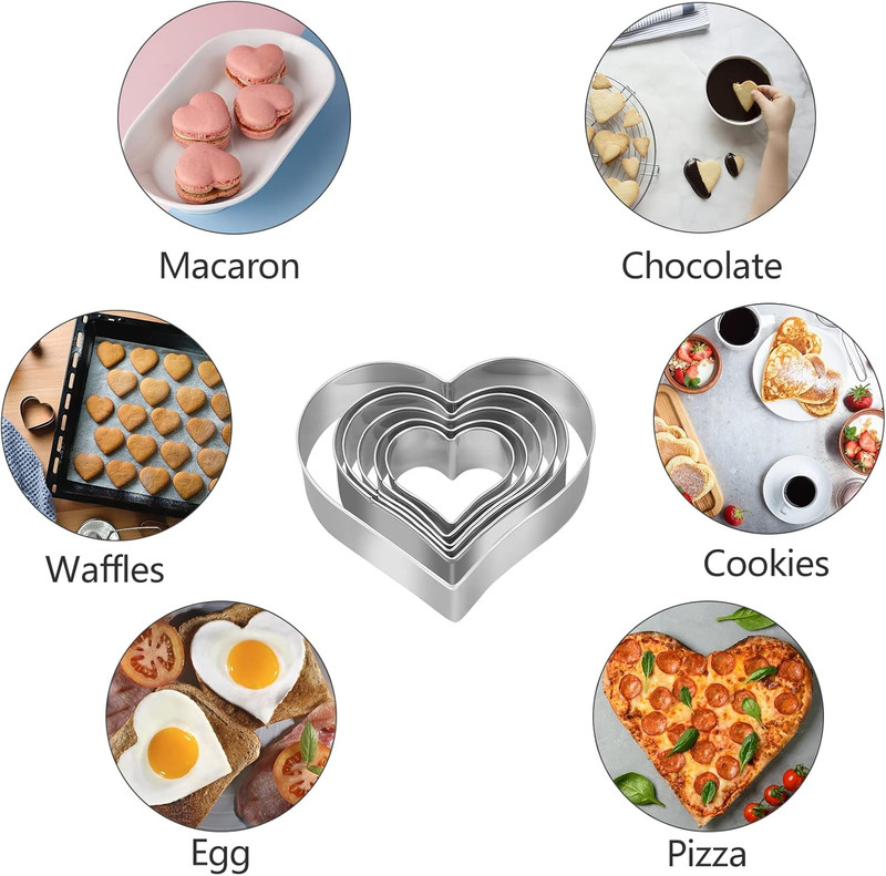 Heart Cookie Cutter Set - 6 Piece - 3 4/5", 3 1/5", 2 4/5", 2 3/5", 2 1/5", 1 4/ gallery