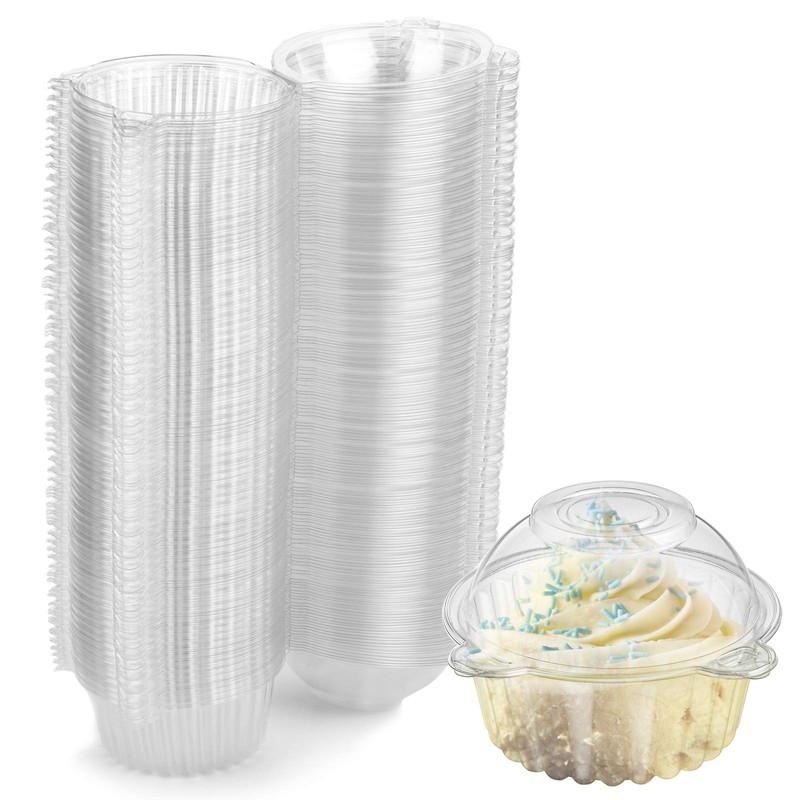 150 Pack Individual Cupcake Containers, Plastic Cupcake Holder with Lid, Sing... gallery