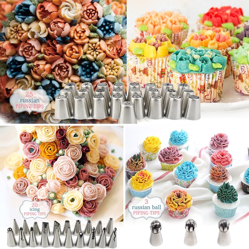 88Pcs Russian Piping Tips Set Icing Frosting Nozzles Cake Decorating Tools gallery
