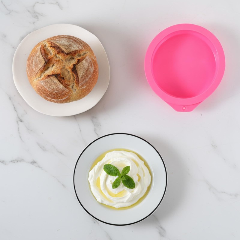 WJIAAA 4PCS Air Fryer Egg Molds, Non Stick Round 3.94in x1.18in, Pink gallery