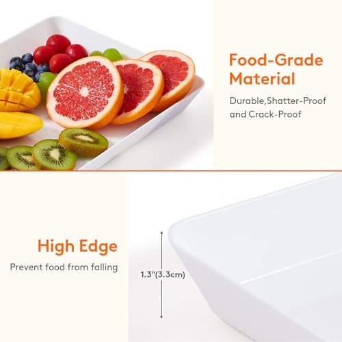 Serving Tray Plastic for Party Supplies, 15" x 10" 15" x 10" (6pcs) White gallery
