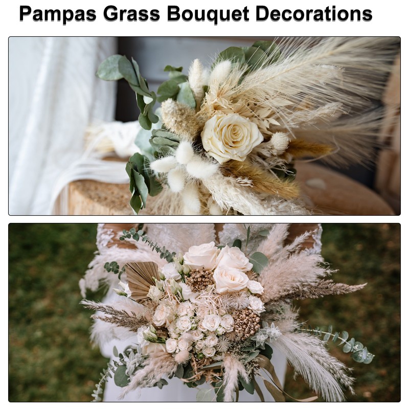 20pcs Blue Pampa Grass Decoration, 17" Artificial Fake Dried Grass Flower gallery