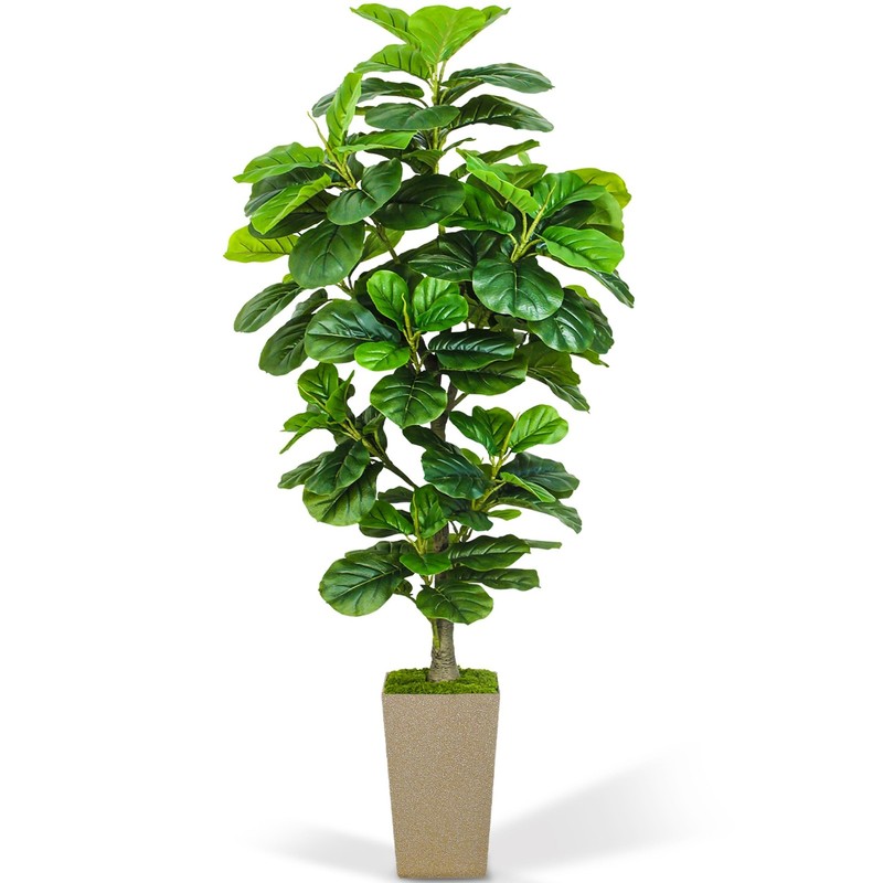 KOPWVA Artificial Fiddle Leaf Fig Tree 6ft, 6 Feet Large Tall Fake Plants