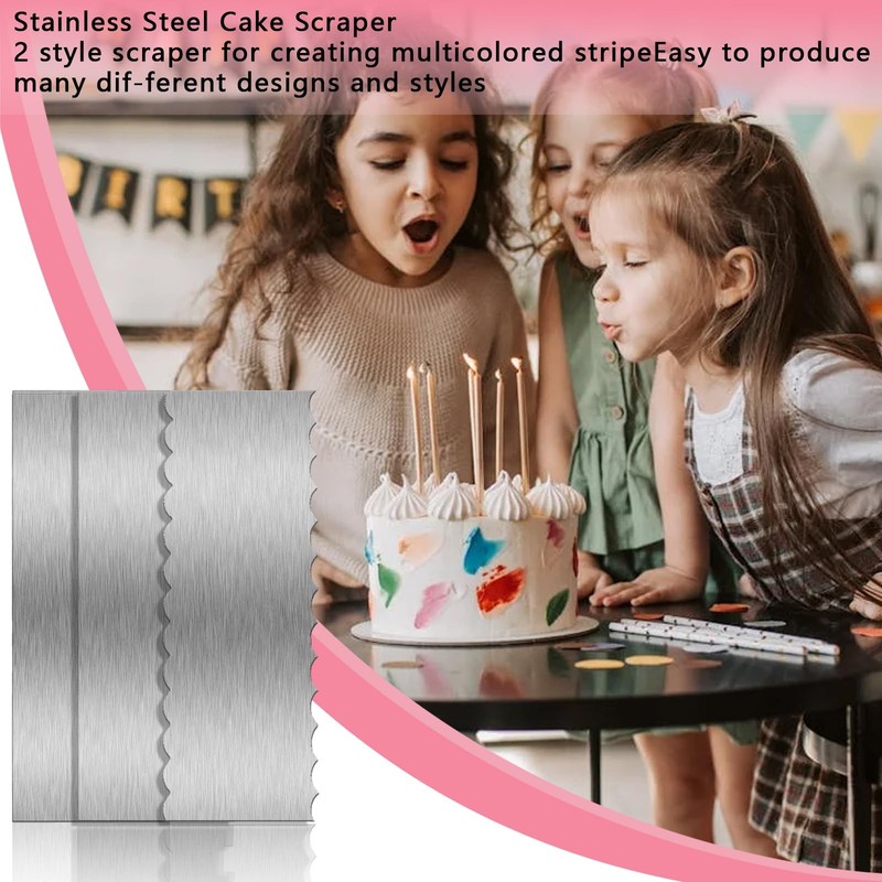 Cake Scraper 3 Piece 9 Inch Stainless Steel Smoother Comb Frosting Decorating gallery