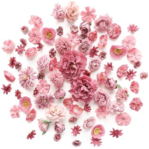 Mini Artificial Flower Heads Dusty Rose Fake Peony Daisy Antique Dusty Rose gallery