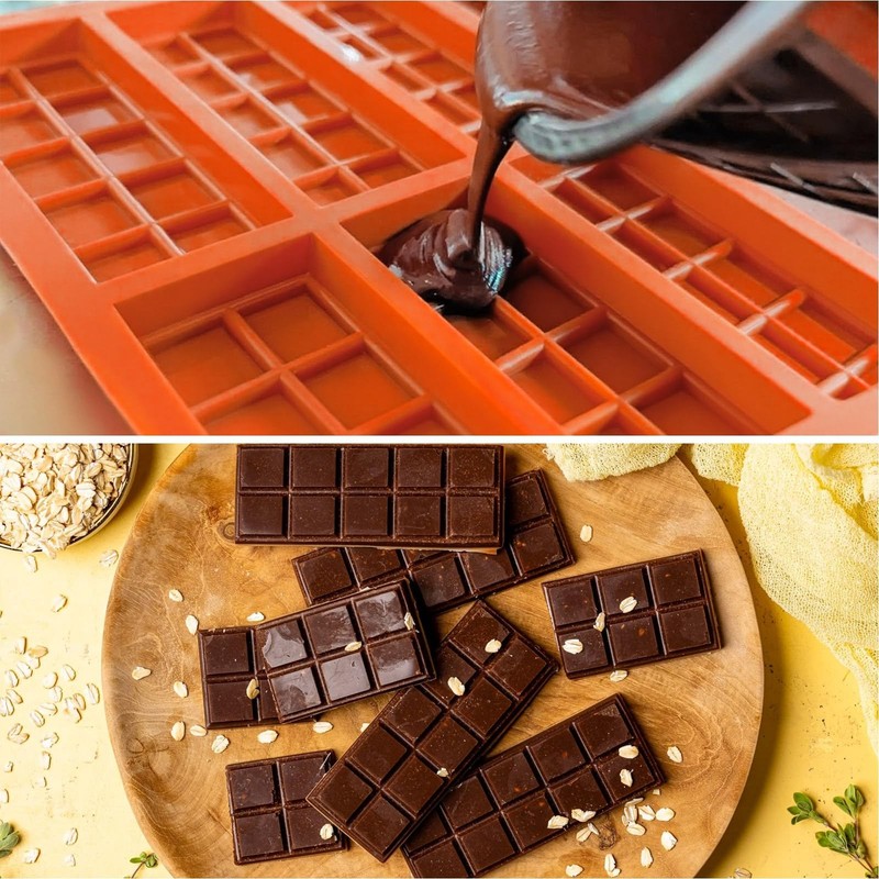 Silicone Chocolate Bar Mold – 6 Large Cavities, 10*6.7*0.59inches, Brown gallery
