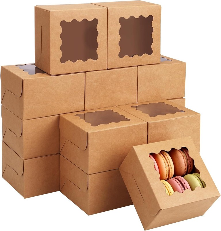 Compact Treat Boxes with Window, 4x4x2.5 Inch, 200 Pack gallery