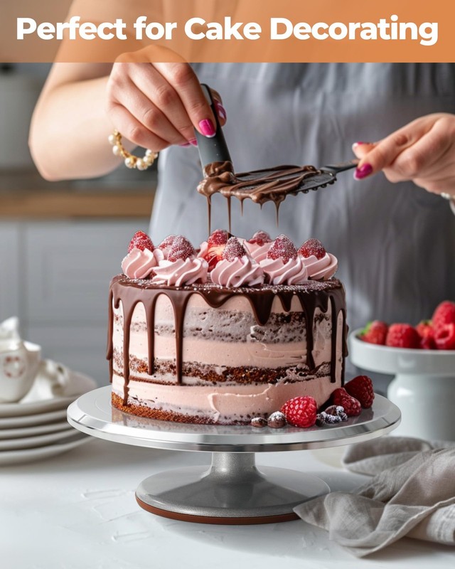 Aluminium Cake Turntable Set, Baking Tools with Revolving 12" Cake Stand for ... gallery