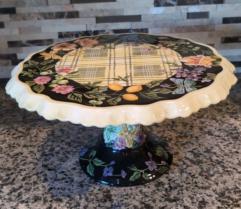 Tracy Porter Jardinière Collection Hand Painted Pedestal Cake Plate – Pristine