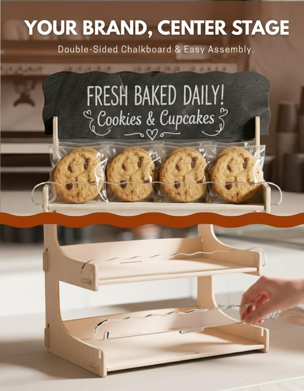 Cookie Display Stand for Bakers & Vendors with Acrylic Front | Wooden Dessert St gallery