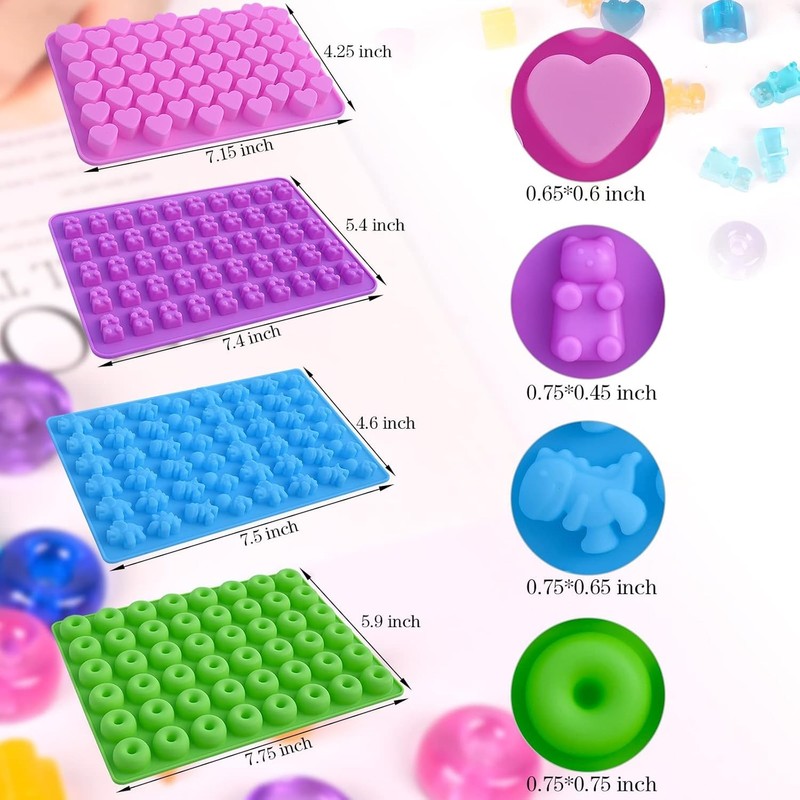 Gummy Candy Molds Silicone with 2 Droppers Pack of 4 Mini Silicone Molds Incl... gallery