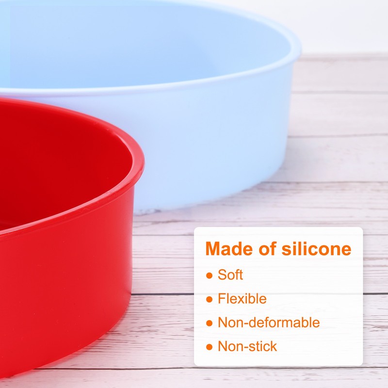 3 Pcs Round Cake Pans 7.8" Silicone Cake Mould for Cupcakes Bread, Blue gallery
