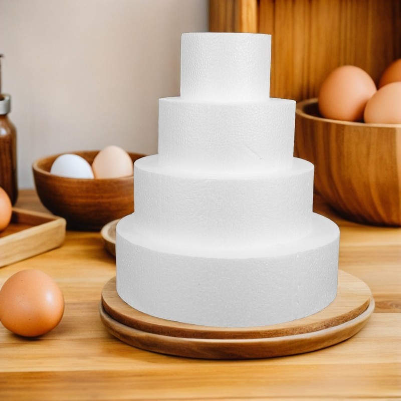 4pcs Round Foam Cake Dummy - Cake Model for Decorating Practice and Display - gallery