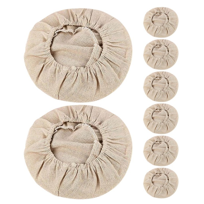 8Pcs Reusable Bread Proofing Basket Liners Cotton Linen Cover for Baking Beige