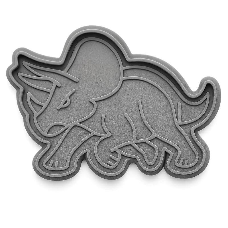 Charging Triceratops Cookie Cutter & Stamp - 4x3.2" Fun Dino Baking Tool gallery